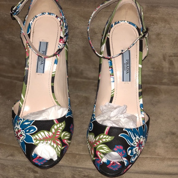 Prada Strappy Peep Toe Sandals - Heels - Shoes - Picture 1 of 8
